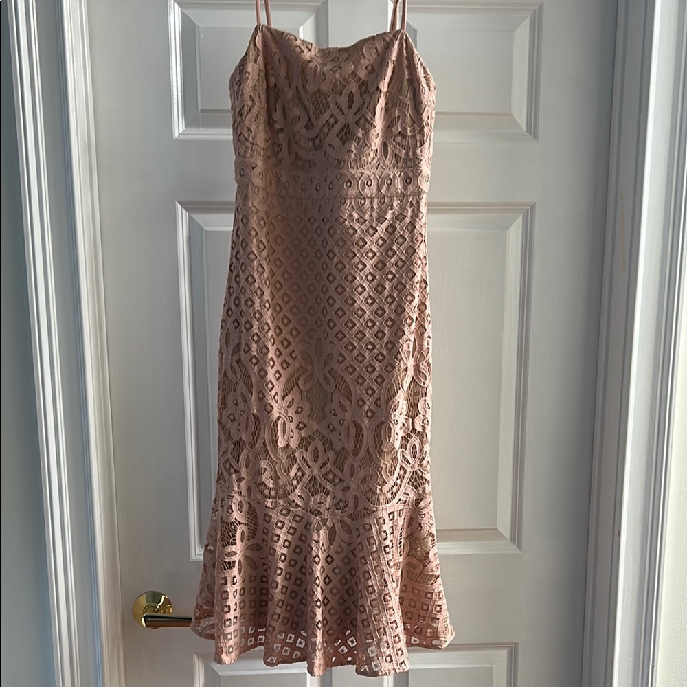Lulu's Blush Lace Midi Dress